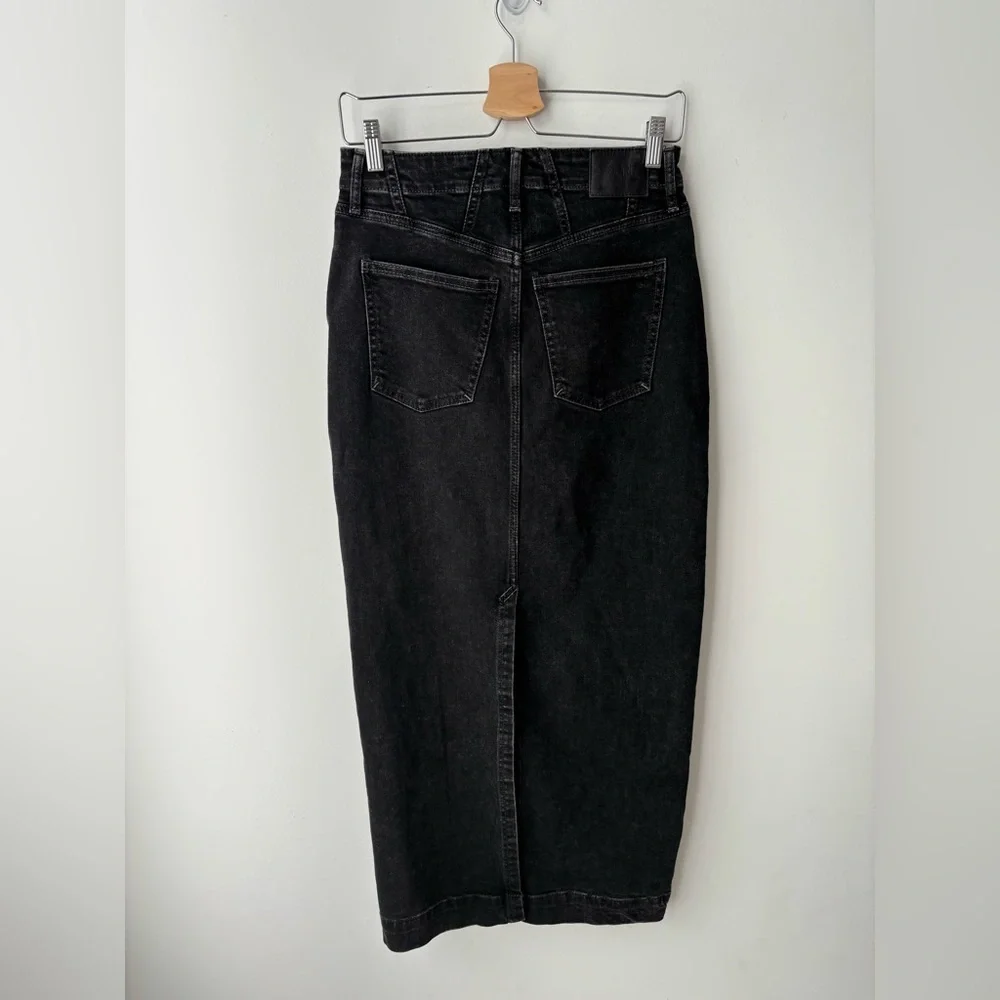 Esprit Black Denim Maxi Skirt High Waisted Stretch Pencil Skirt Size 26 - Picture 5 of 11
